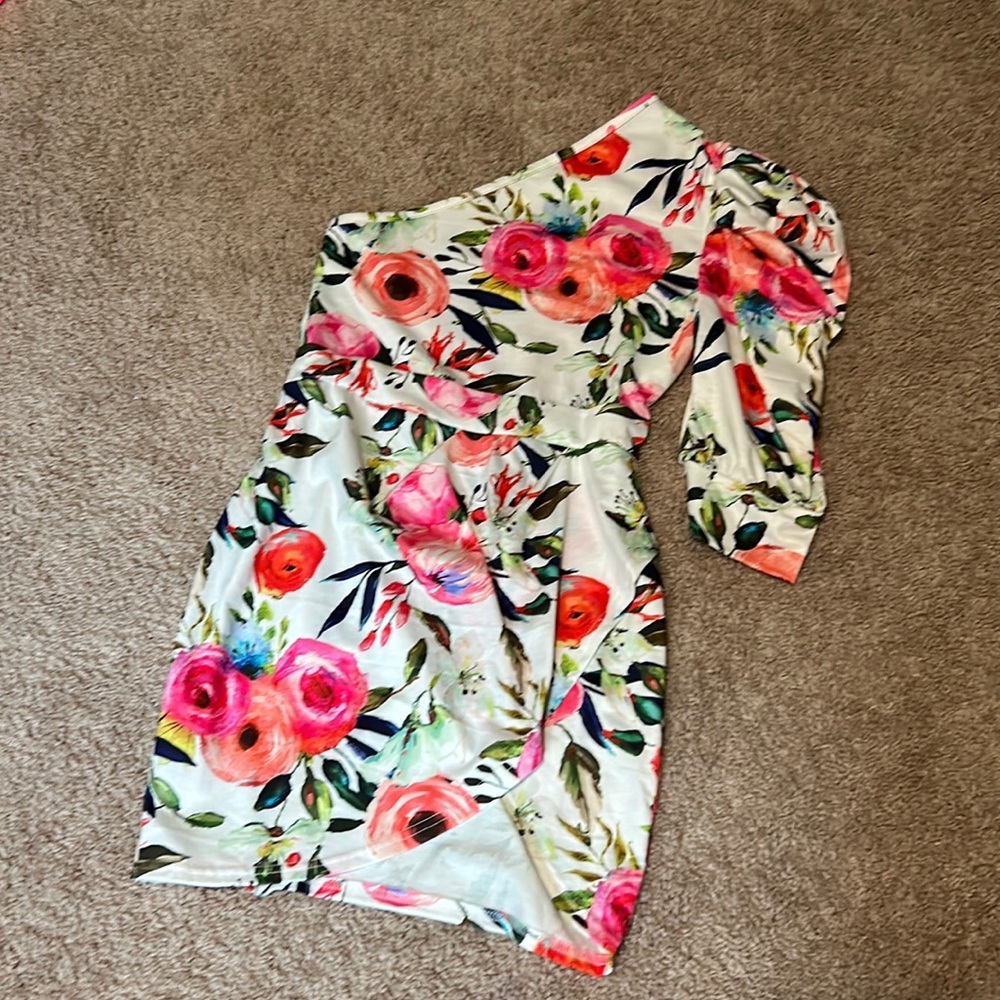 Floral one shoulder dress